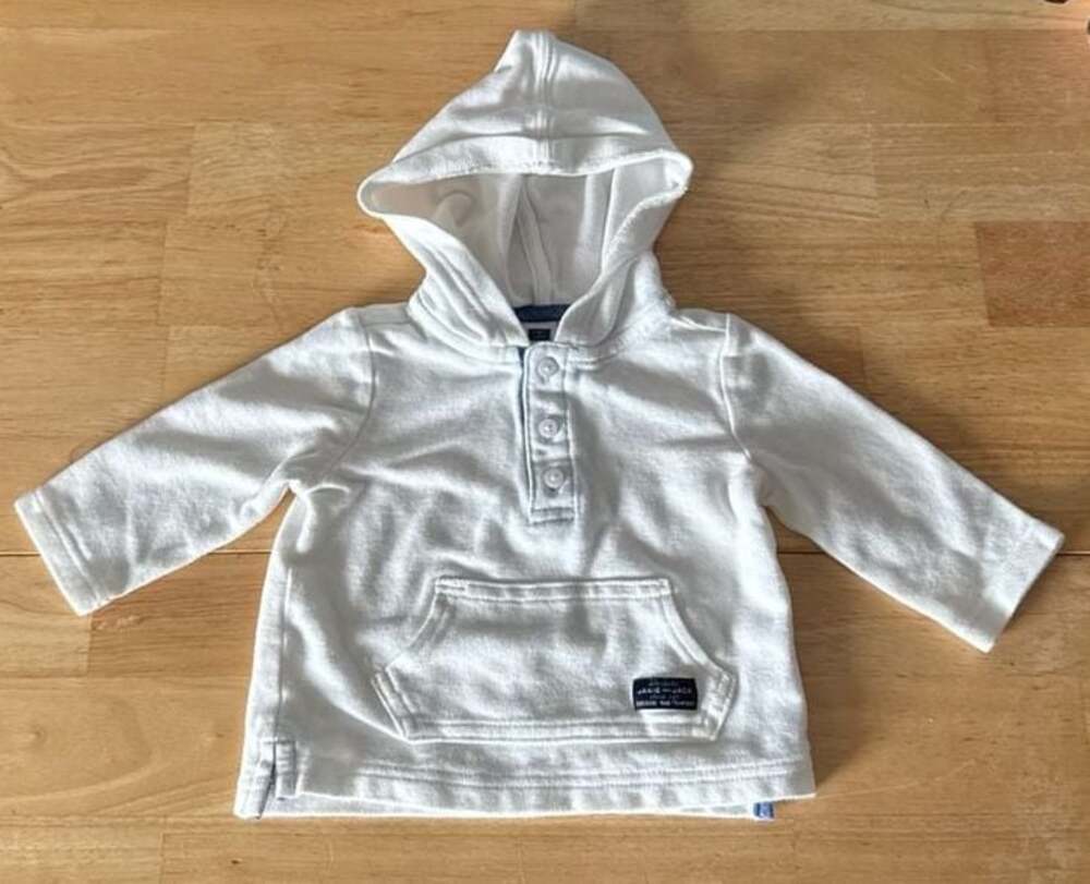 Janie and Jack White Pique Henley Hoodie 6-12 Months